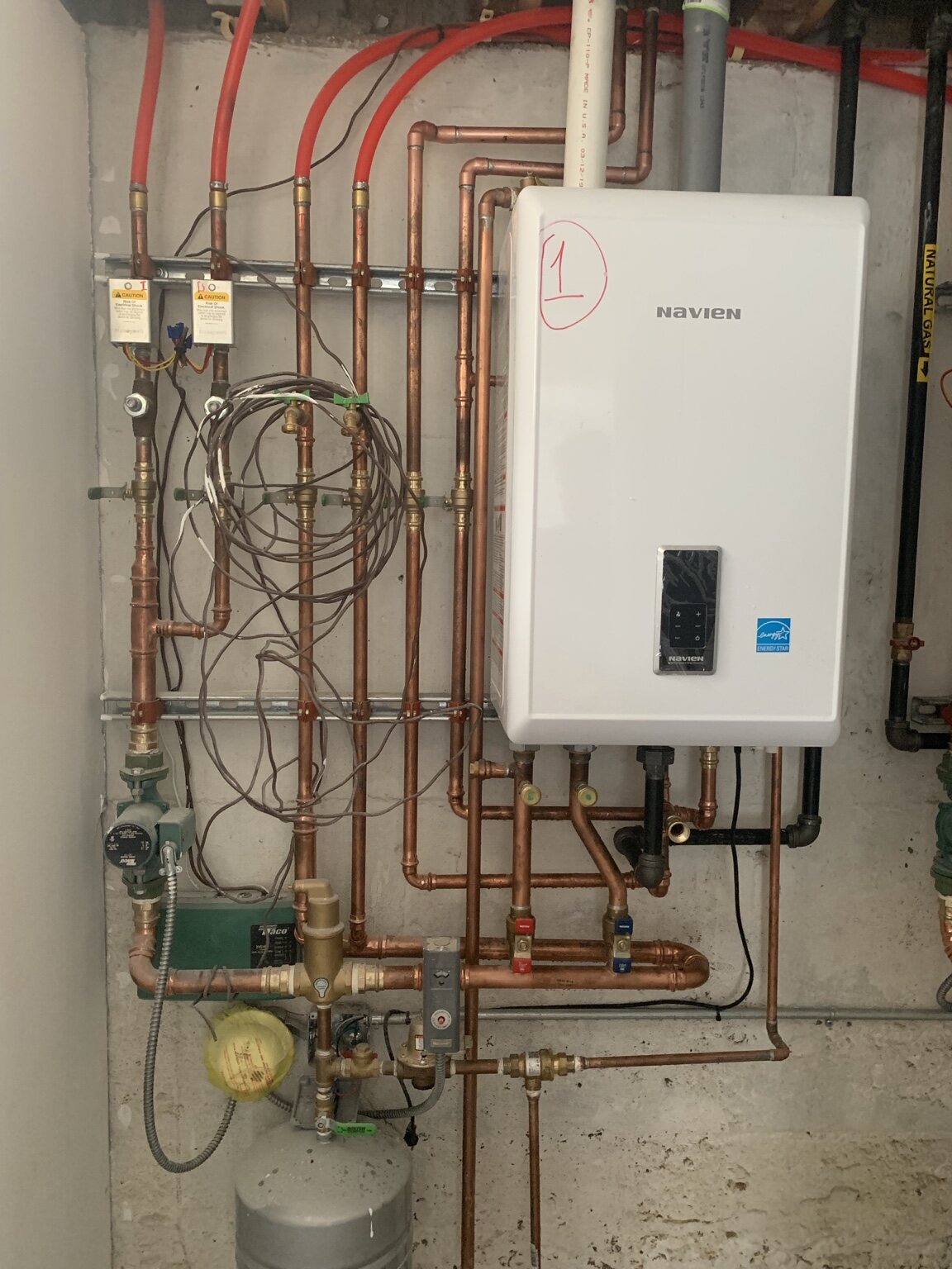 Navien mechanical system with copper piping